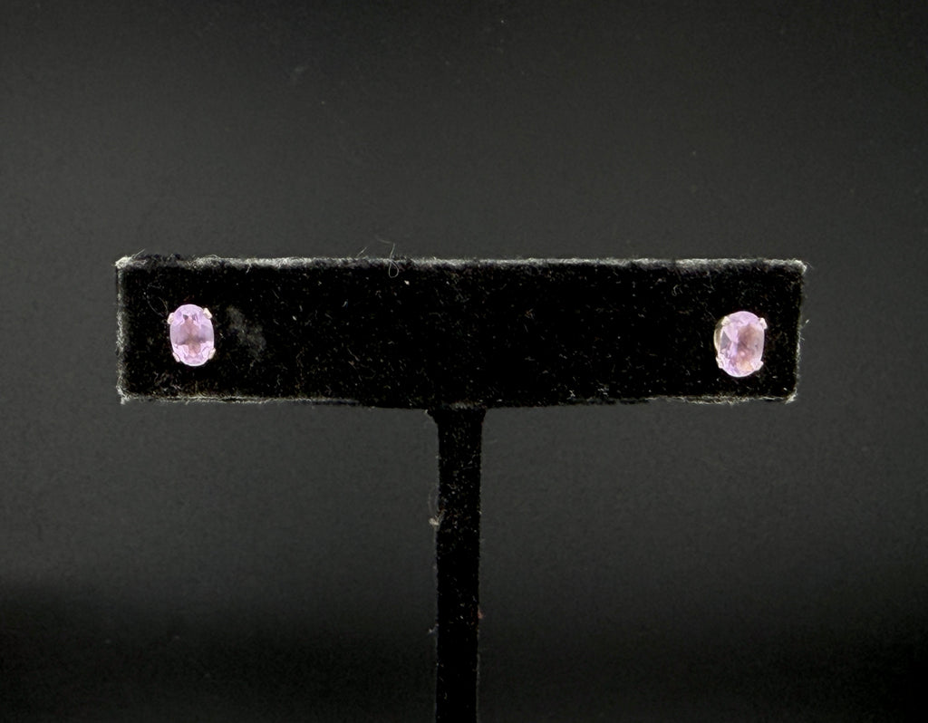 Vintage Pink Tourmaline Sterling Silver Stud Earrings
