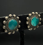 Vintage Handcrafted Green Turquoise Silver Screwback Earrings