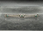 Vintage Sterling Silver with Green Crystals Bar Pin