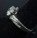 Vintage Cubic Zirconia Sterling Silver Bypass Ring - Size 9.25