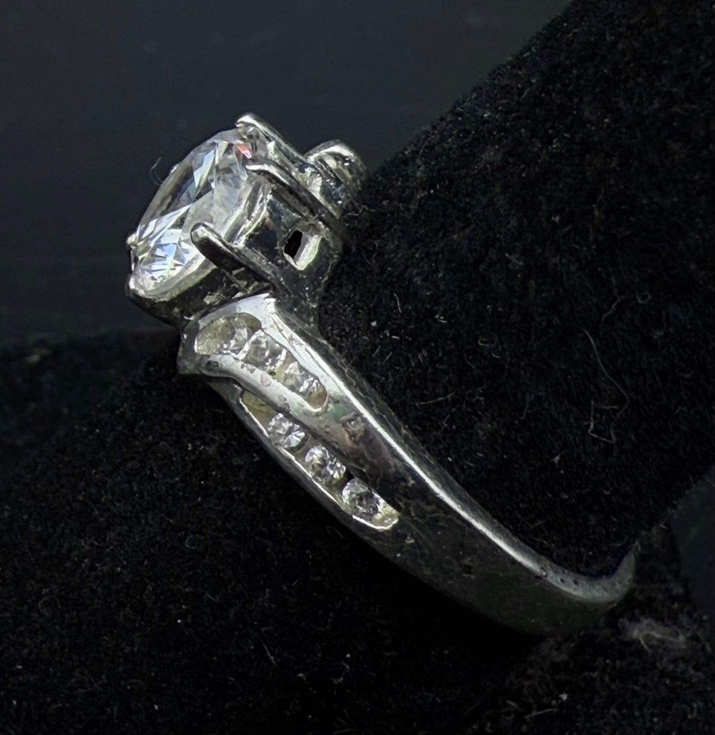Vintage Cubic Zirconia Sterling Silver Bypass Ring - Size 9.25