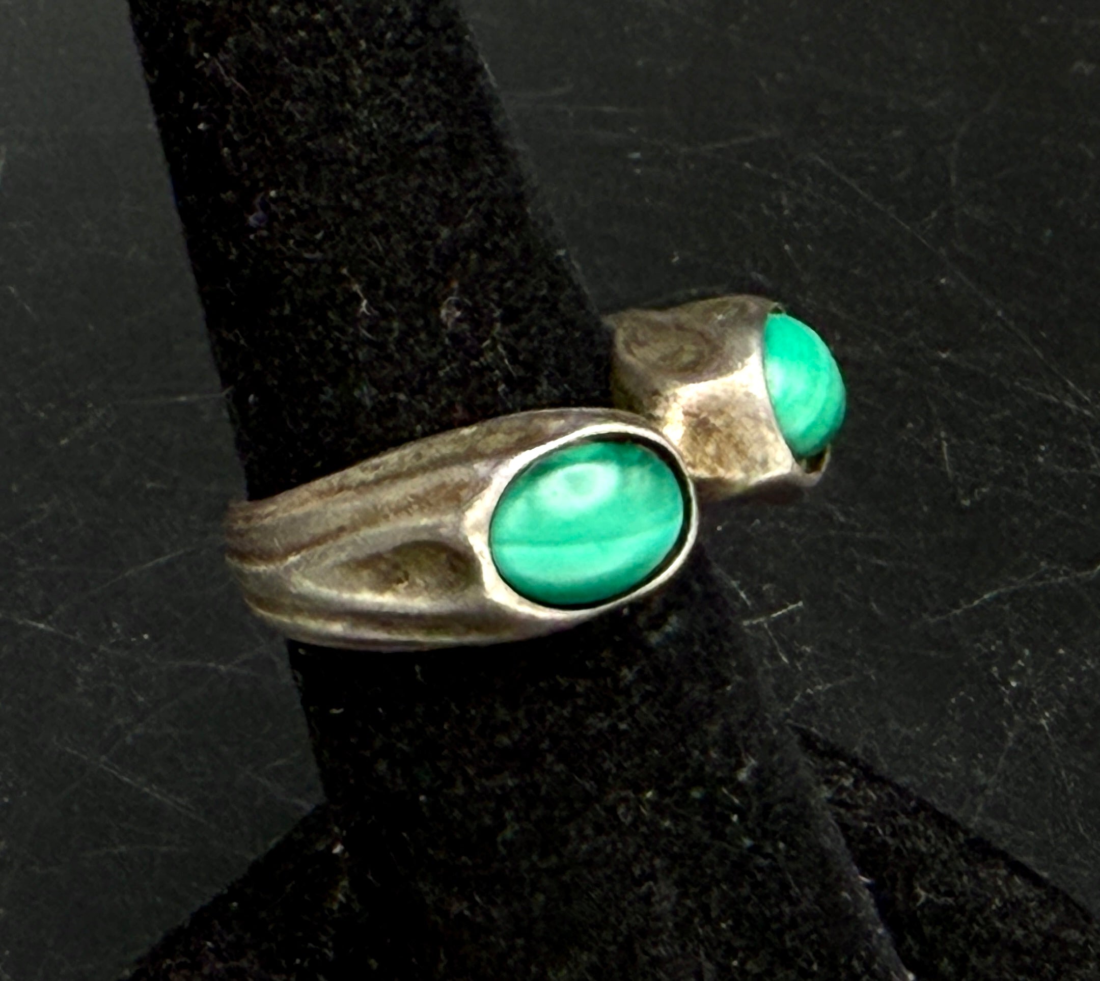 Vintage Organic Sterling Silver Malachite Ring - Size 5.5