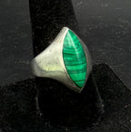 Vintage Arisan Sterling Silver Imitation Malachite Ring - Size 9.5