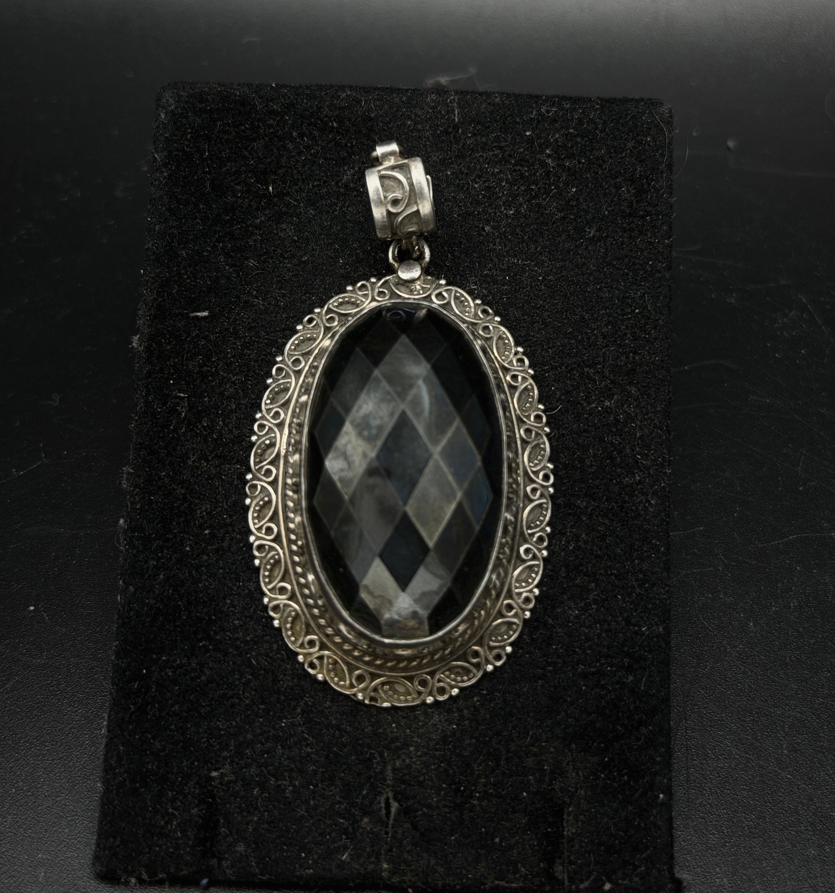 Vintage Handmade Sterling Silver Faceted Magnet Pendant
