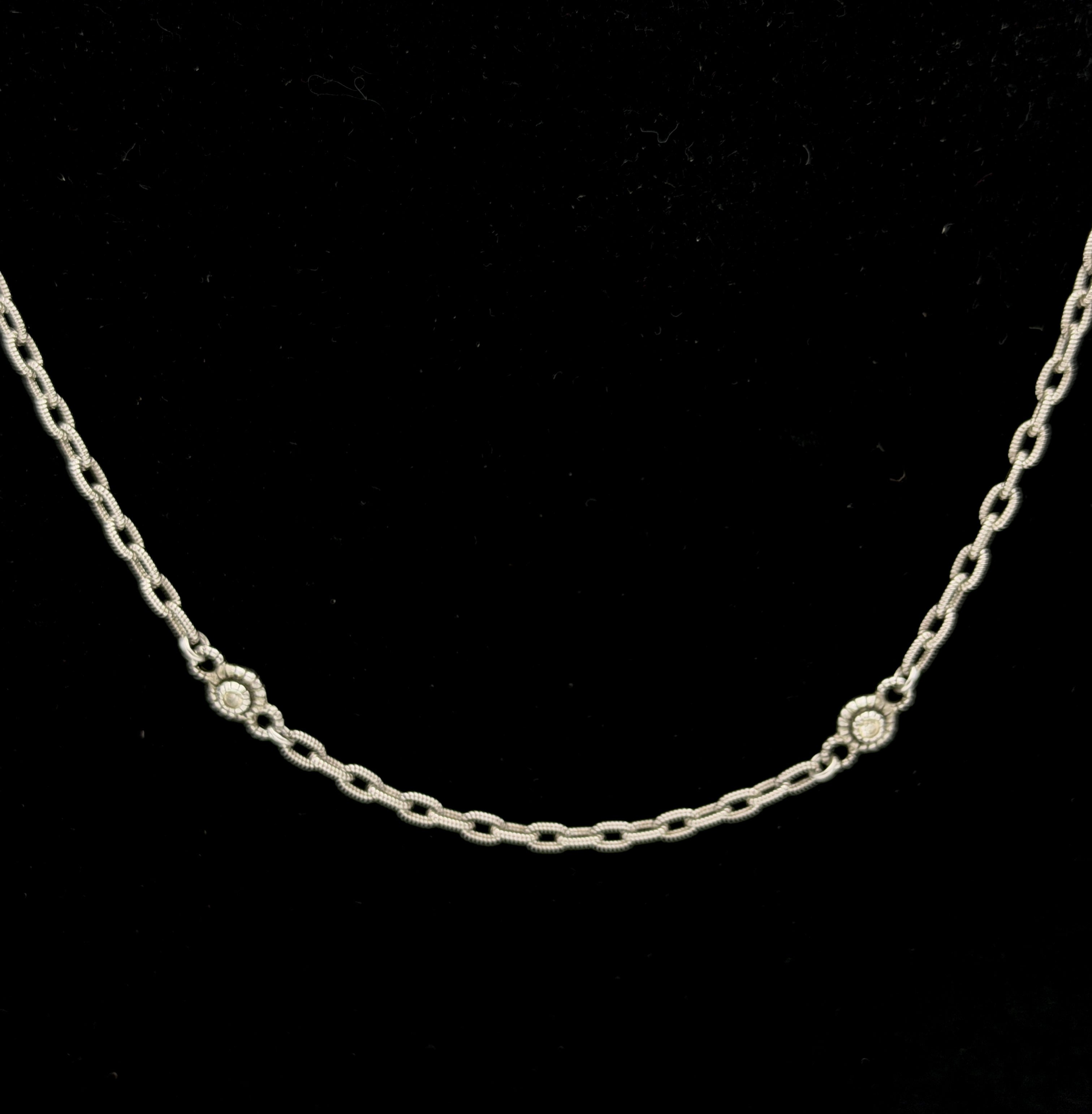 Judith Ripka - Vintage Sterling Silver Cubic Zirconia Station Chain Necklace - 18"