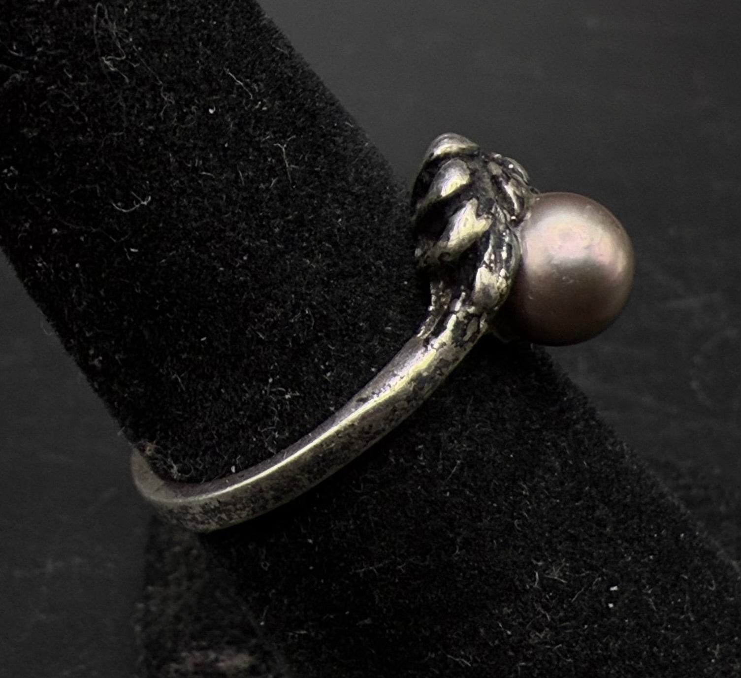 Vintage Tahitian Pearl Sterling Silver Ring - Size 6.25