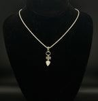 Vintage Black Onyx, Marcasite and Mother of Pearl Pendant on Italian Chain Sterling Silver Necklace - 16"