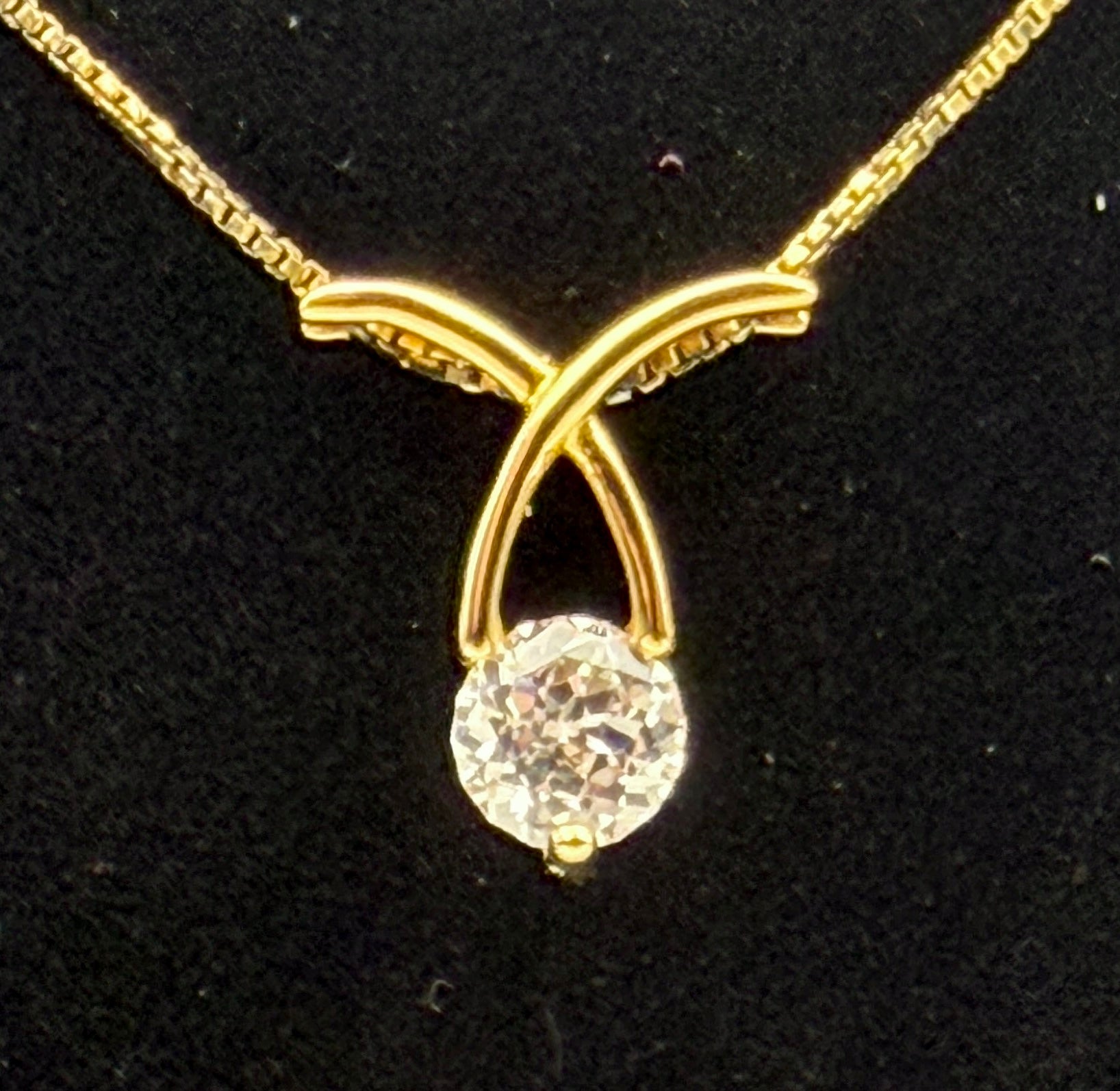 Ross-Simons - Gold Tone CZ Sterling Silver Pendant Chain Necklace - 18"