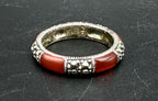 Vintage Sterling Silver Amber and Marcasite Band - Size 5.75