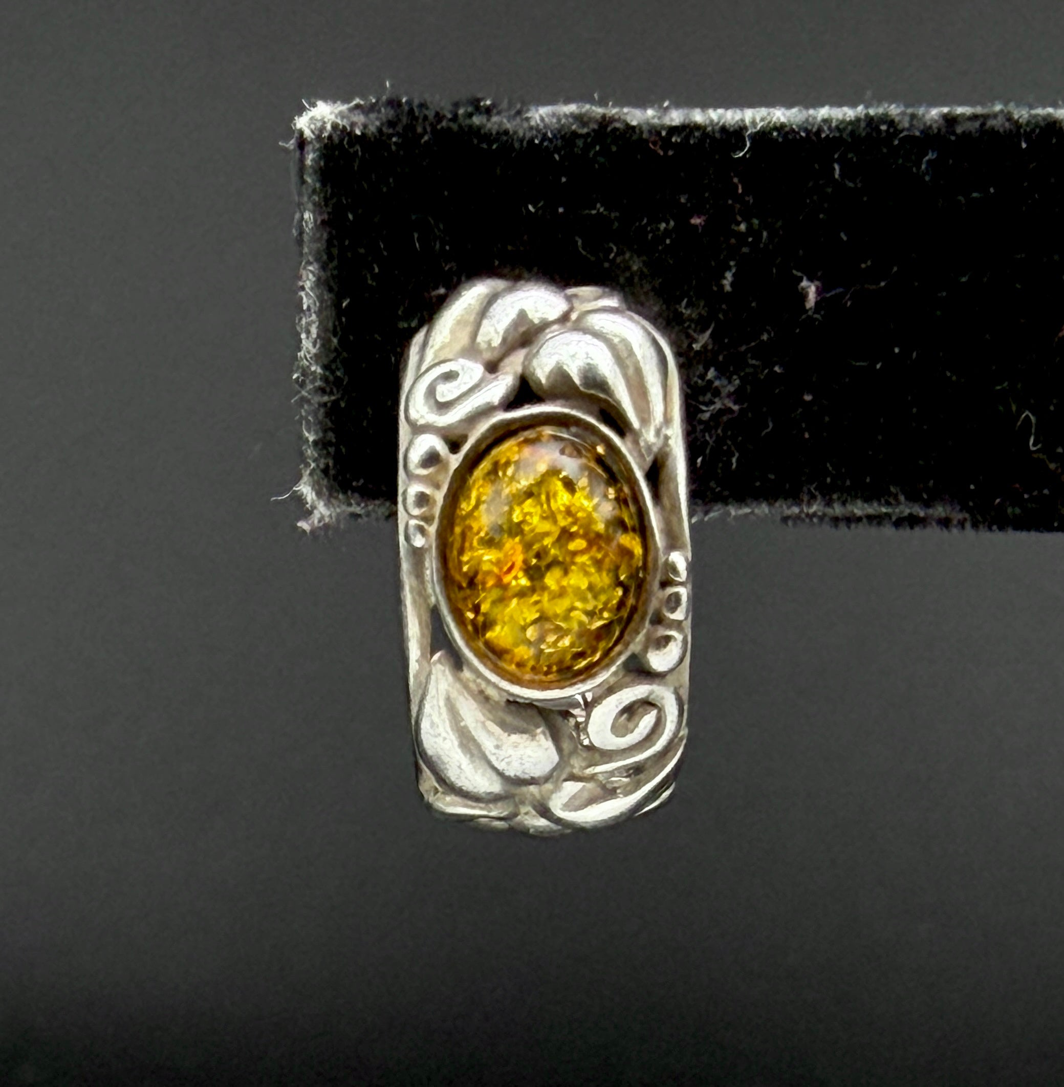 Vintage Amber Sterling Silver Huggie Earrings