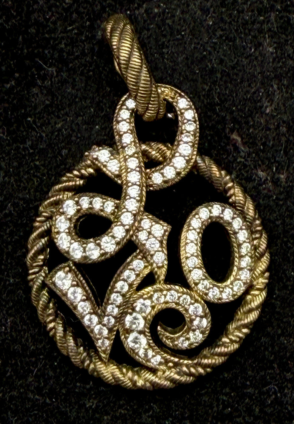 Judith Ripka- Vintage "LOVE" Gold Tone Sterling Silver Pendant
