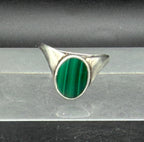 Vintage Malachite Inlaid Sterling Silver Ring - Size 6.5