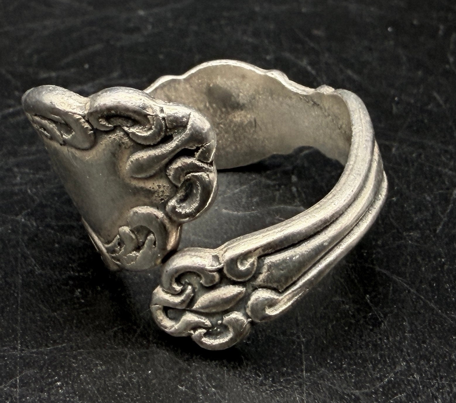 Vintage Sterling Silver Spoon Bypass Band - Size 9+