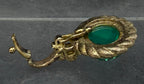 Judith Ripka- Vintage Green Onyx Gold Tone Sterling Silver CZ Pendant