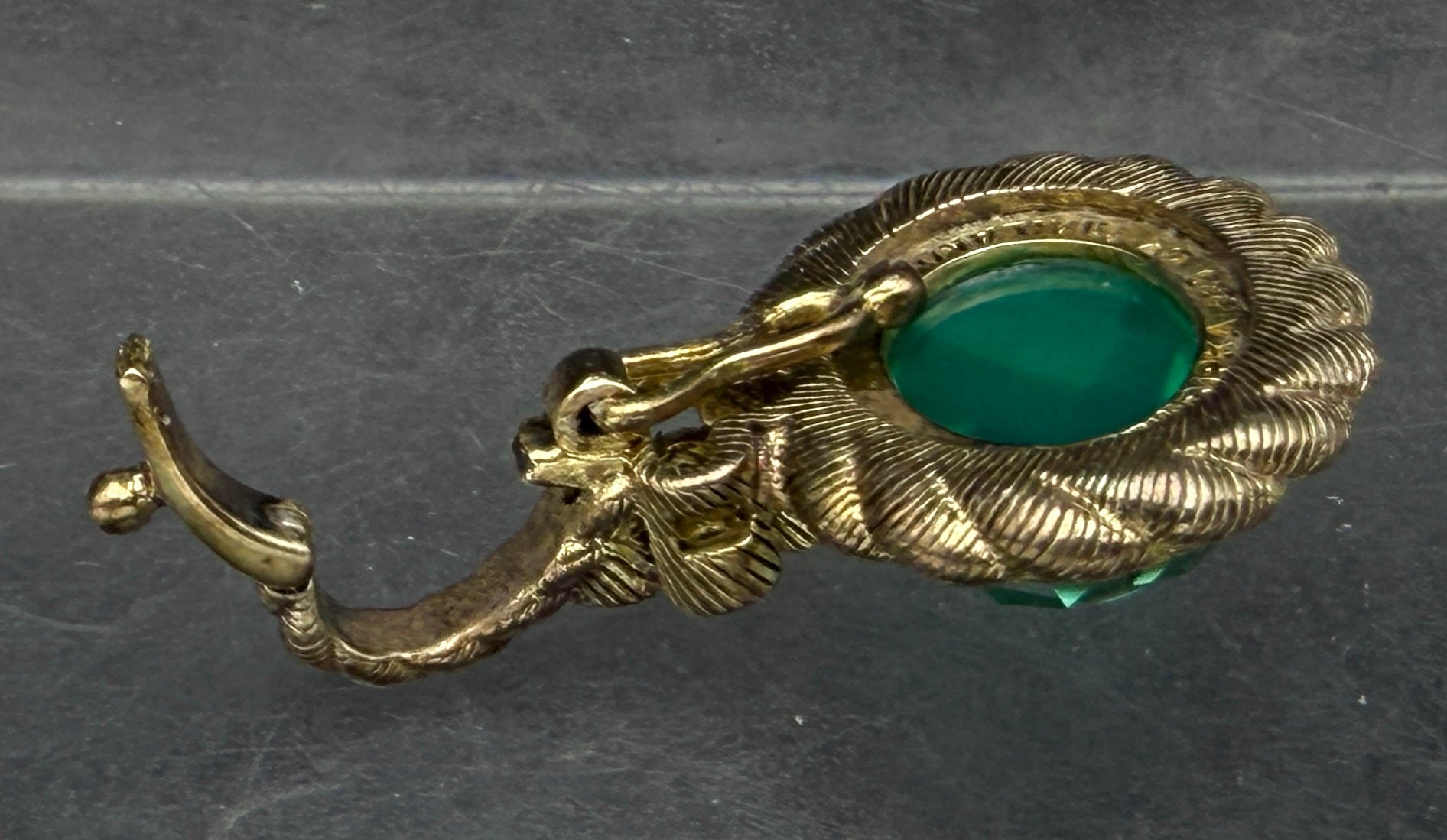 Judith Ripka- Vintage Green Onyx Gold Tone Sterling Silver CZ Pendant
