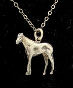 Vintage Sterling Silver Horse Pendant Chain Necklace - 18"