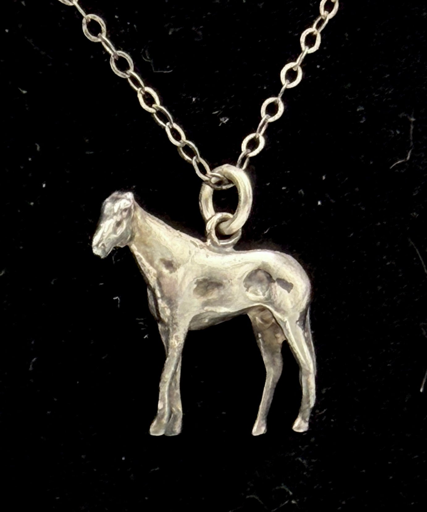 Vintage Sterling Silver Horse Pendant Chain Necklace - 18"