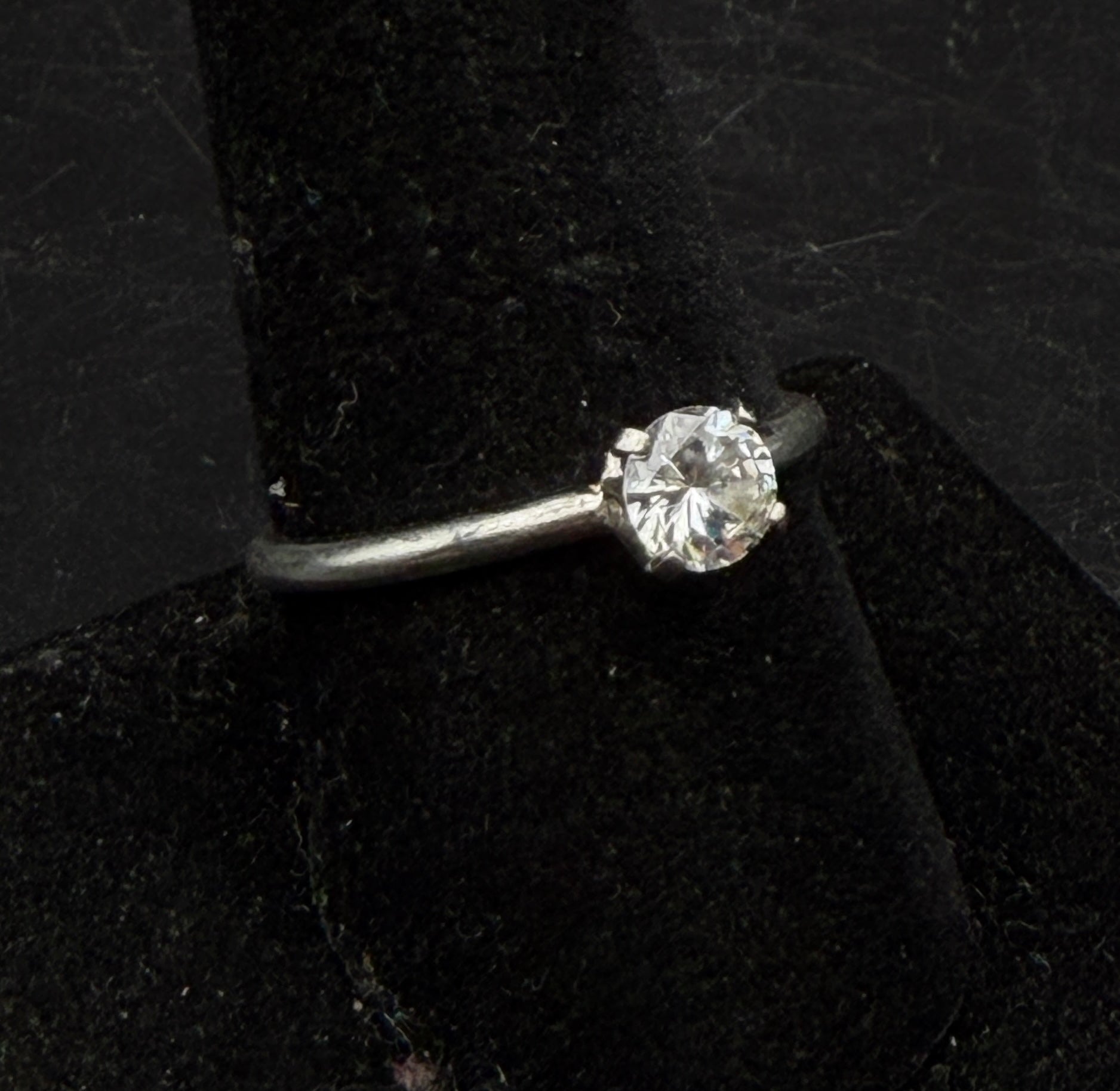 Vintage Sterling Silver CZ Solitaire Ring - Size 9