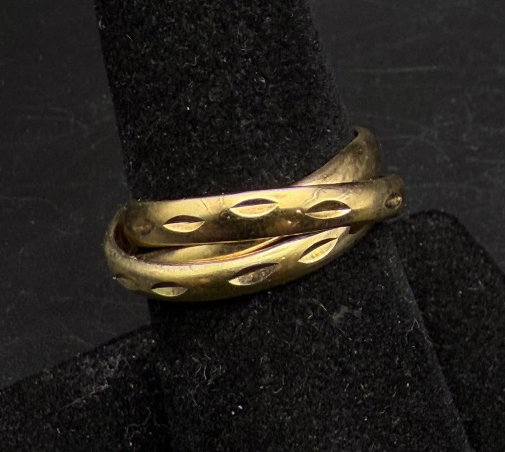 Vintage Gold Tone Sterling Silver Rolling Bands Ring - Size 7.25