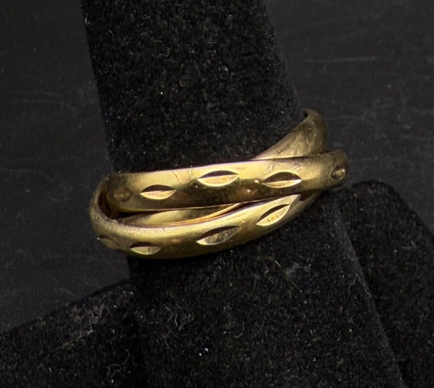 Vintage Gold Tone Sterling Silver Rolling Bands Ring - Size 7.25