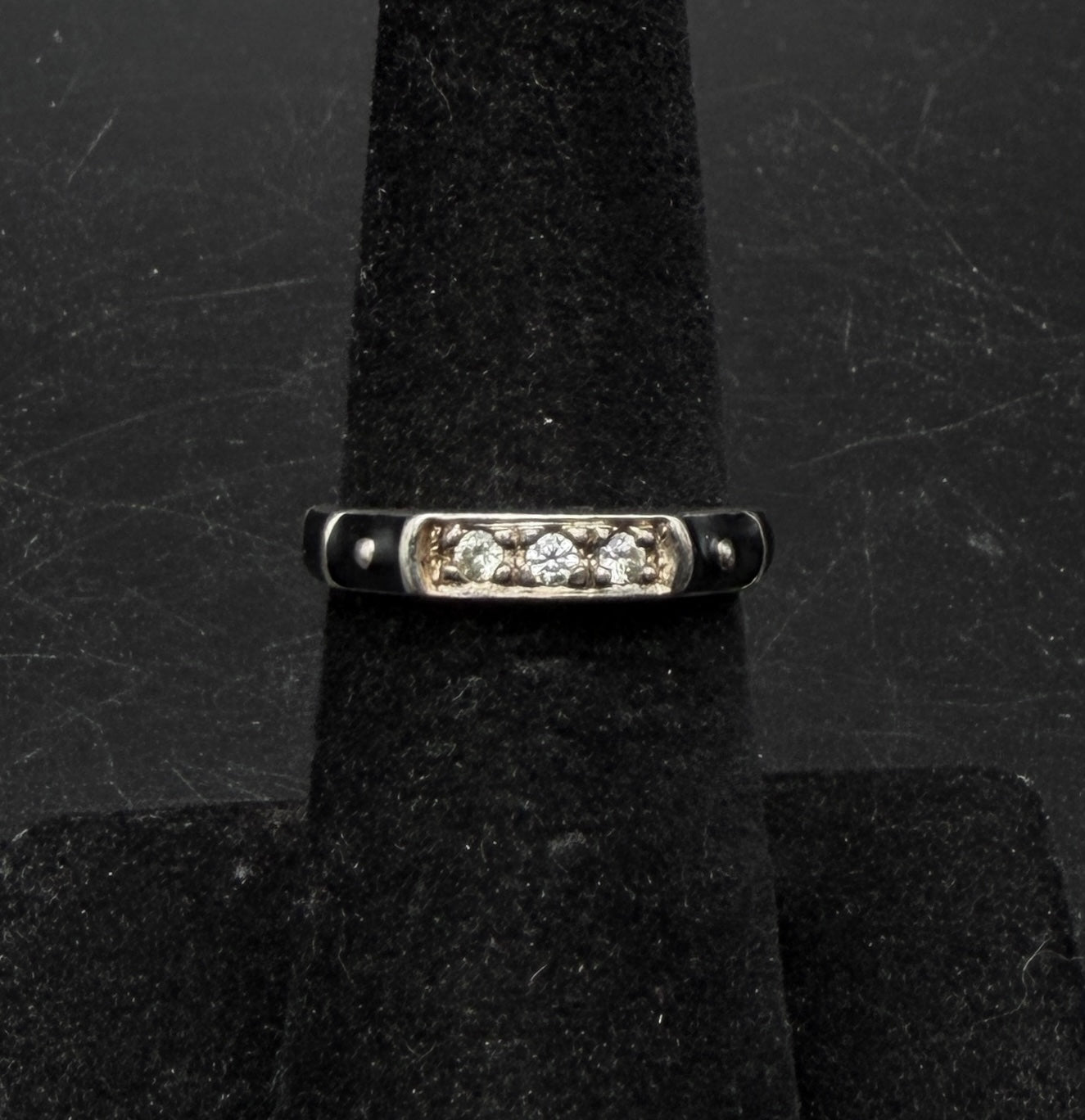 Ross-Simons - Vintage Sterling Silver CZ and Enamel Ring - Size 6
