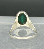 Vintage Malachite Inlaid Sterling Silver Ring - Size 6.5