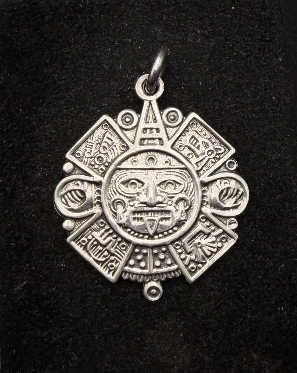 Vintage 950 Silver Aztec Calendar Pendant