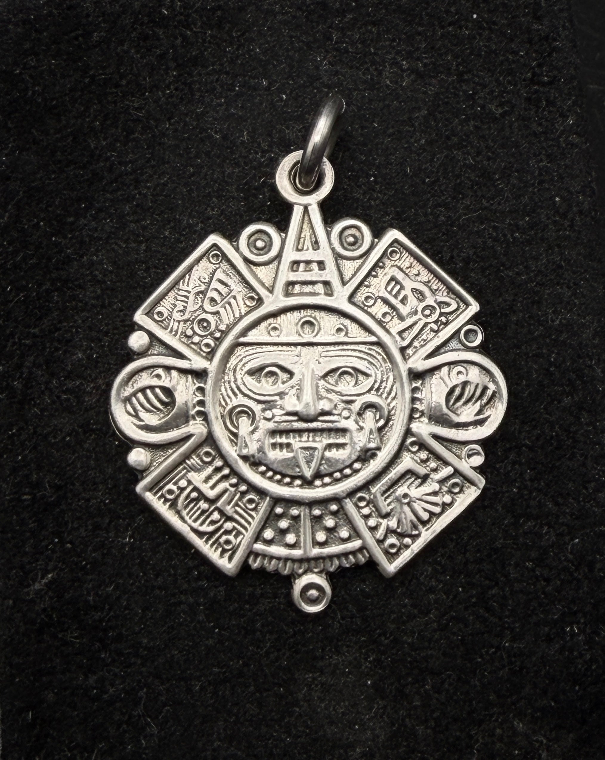 Vintage 950 Silver Aztec Calendar Pendant