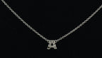 Vintage Sterling Silver "A" Monogram Rhinestone Pendant Chain Necklace - 16.25"