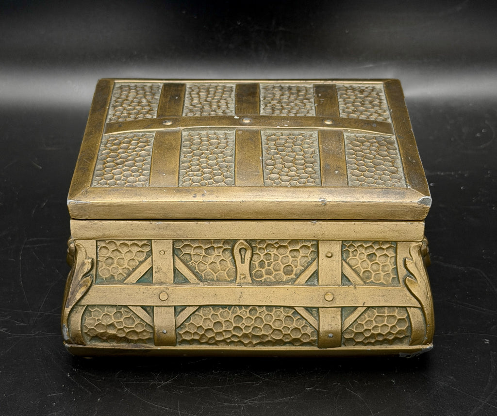 Vintage Bronze Tone Metal Pirate Chest Cigarette Box