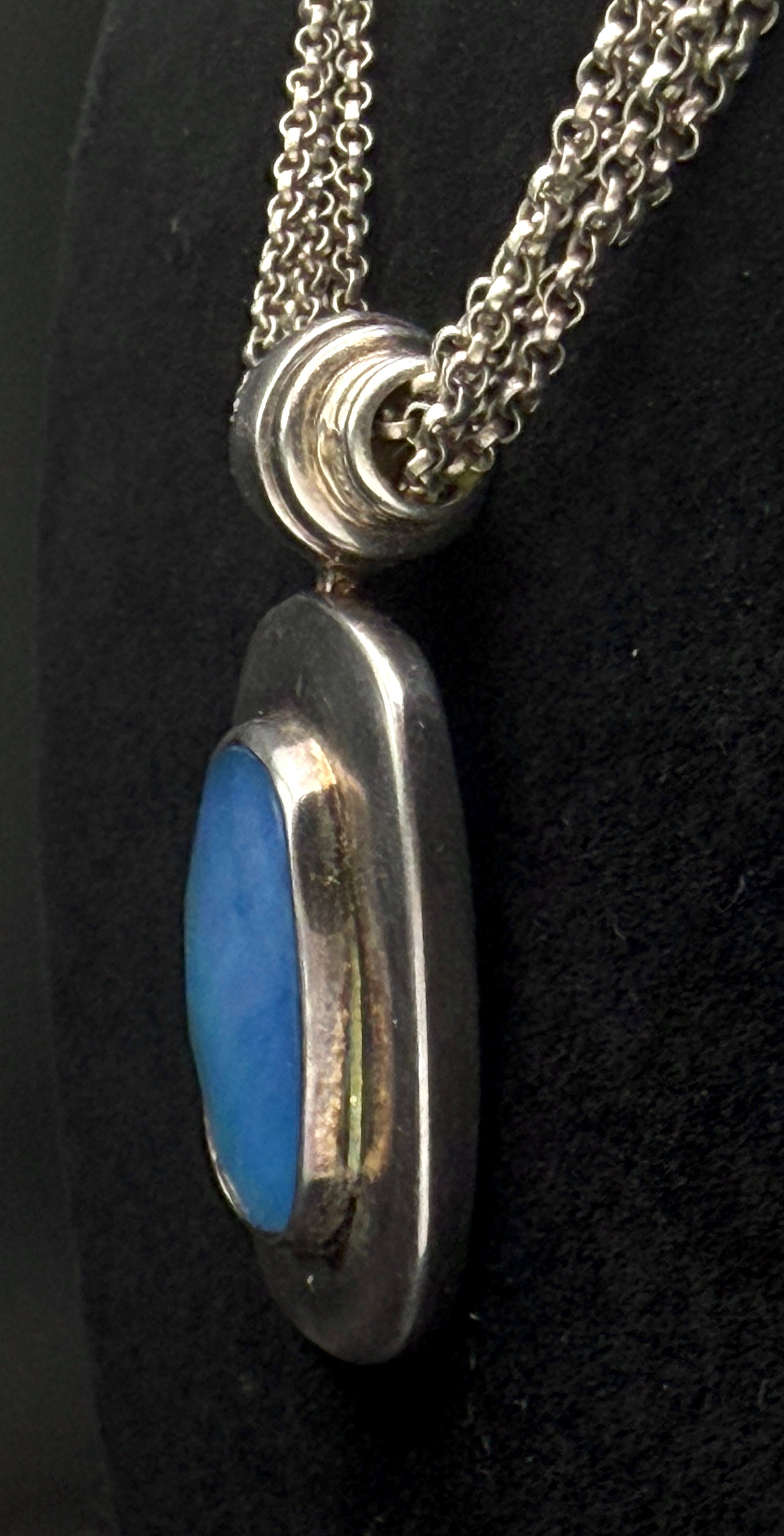 Joseph Esposito - Vintage Multi Chain Abalone Shell Snap On Pendant Sterling Silver Necklace - 17"
