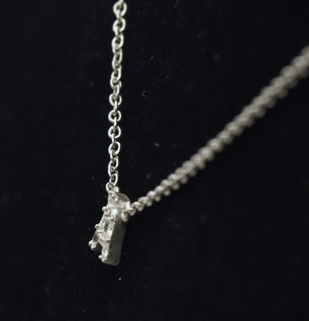 Vintage Sterling Silver "A" Monogram Rhinestone Pendant Chain Necklace - 16.25"