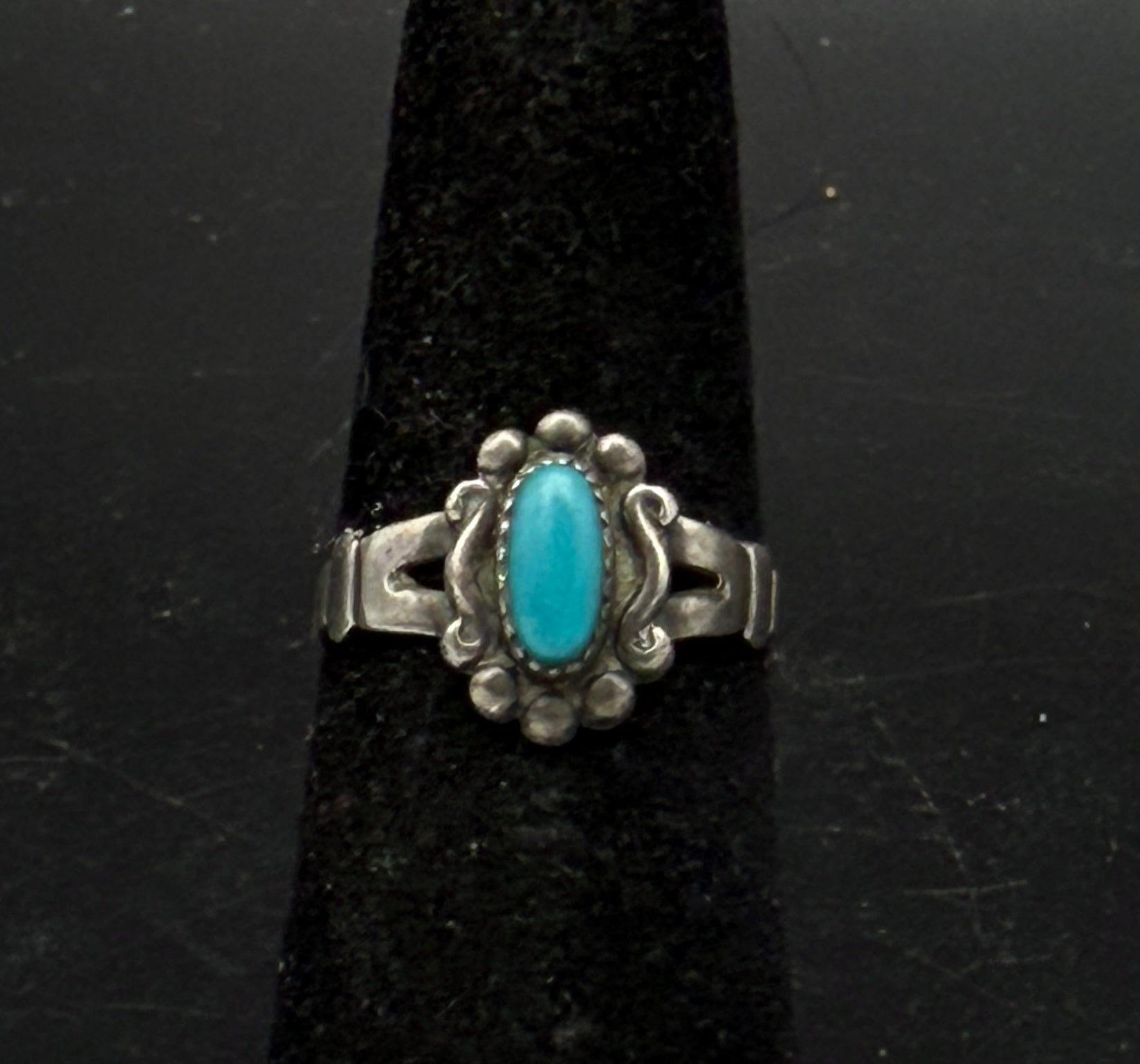 Vintage Southwestern Style Turquoise Sterling Silver Ring - Size 5