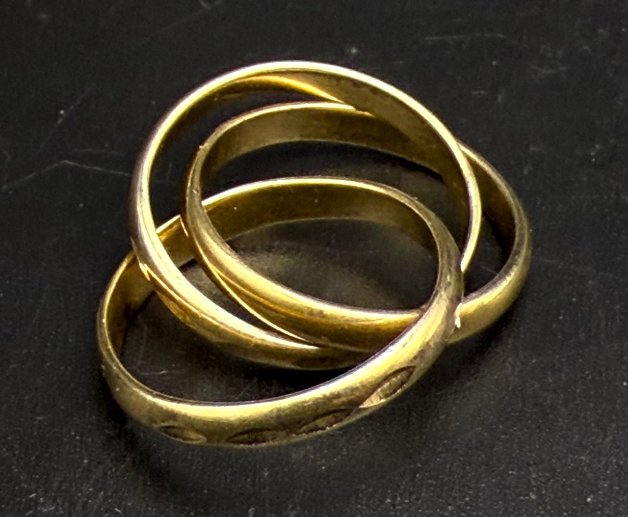 Vintage Gold Tone Sterling Silver Rolling Bands Ring - Size 7.25