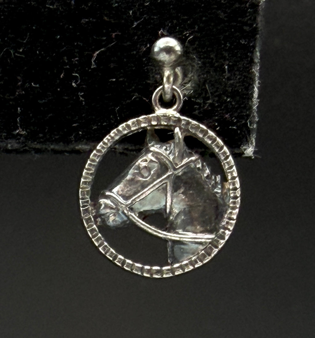 Vintage Sterling Silver Horse Head Dangle Earrings