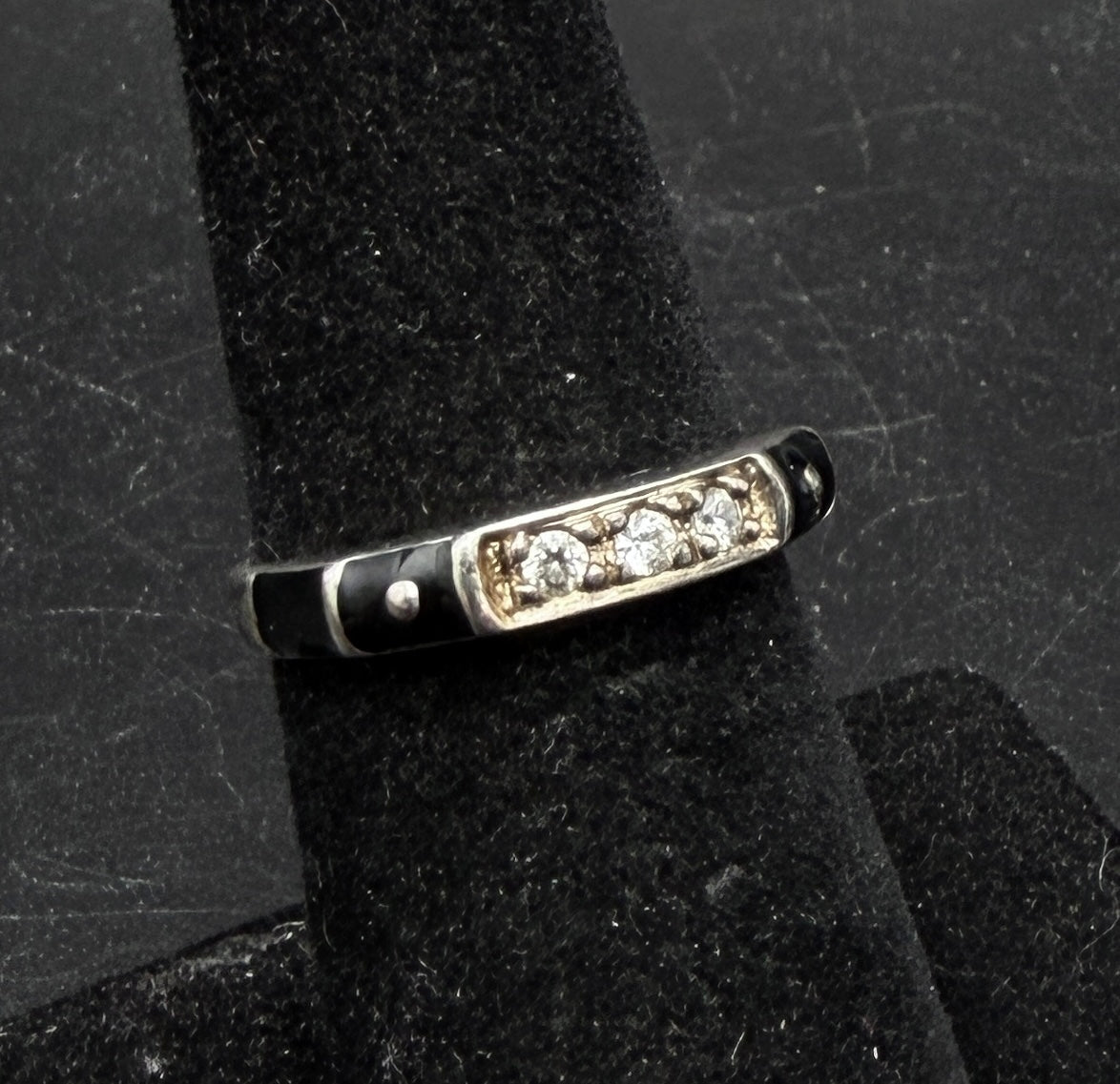 Ross-Simons - Vintage Sterling Silver CZ and Enamel Ring - Size 6