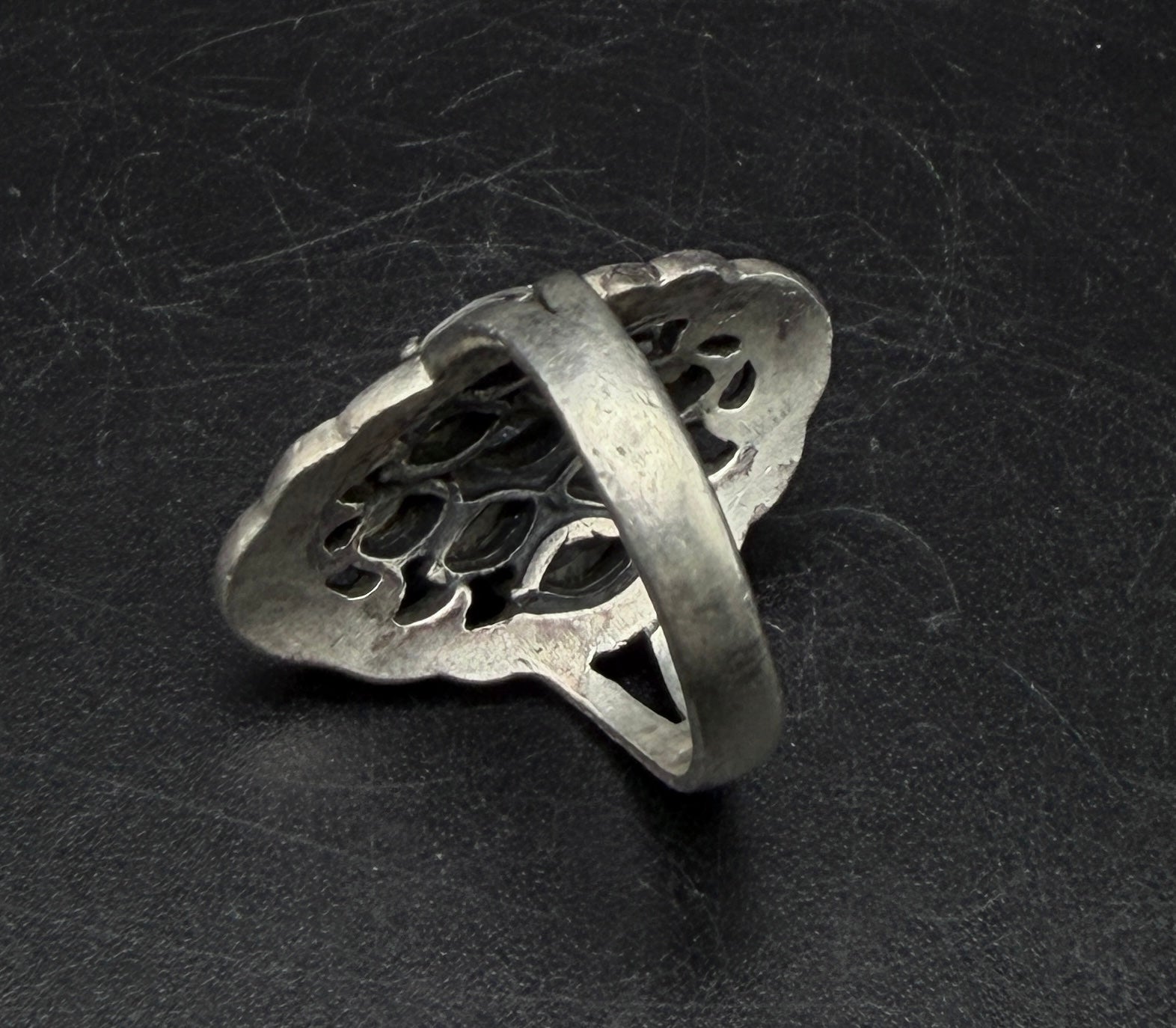 Vintage Sterling Silver CZ and Marcasite Ring - Size 7 AS IS
