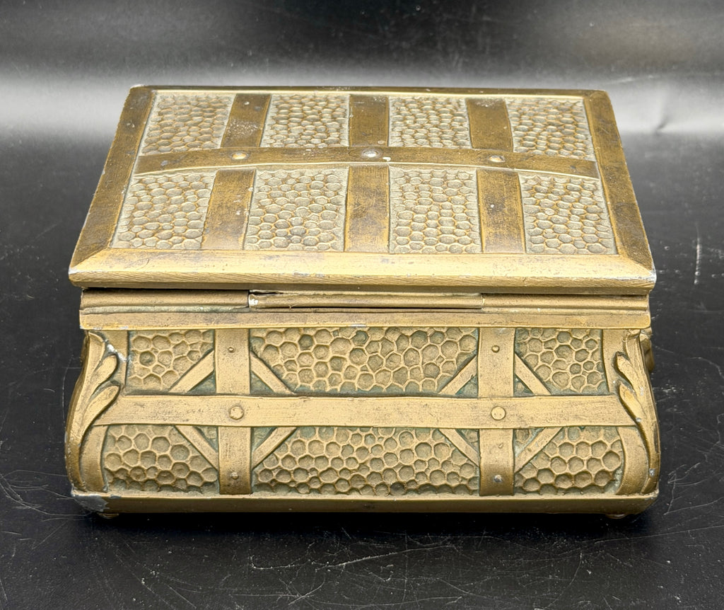 Vintage Bronze Tone Metal Pirate Chest Cigarette Box
