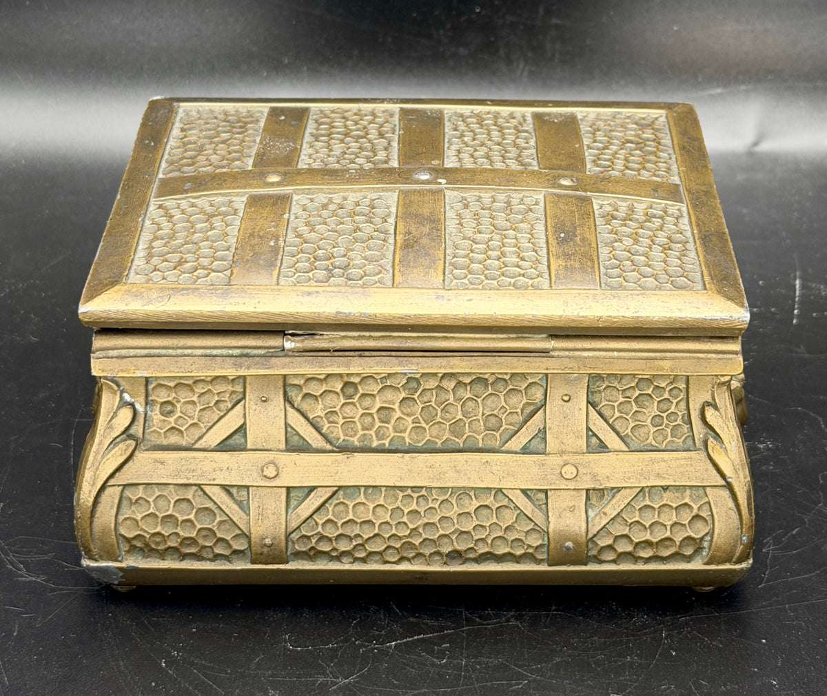 Vintage Bronze Tone Metal Pirate Chest Cigarette Box