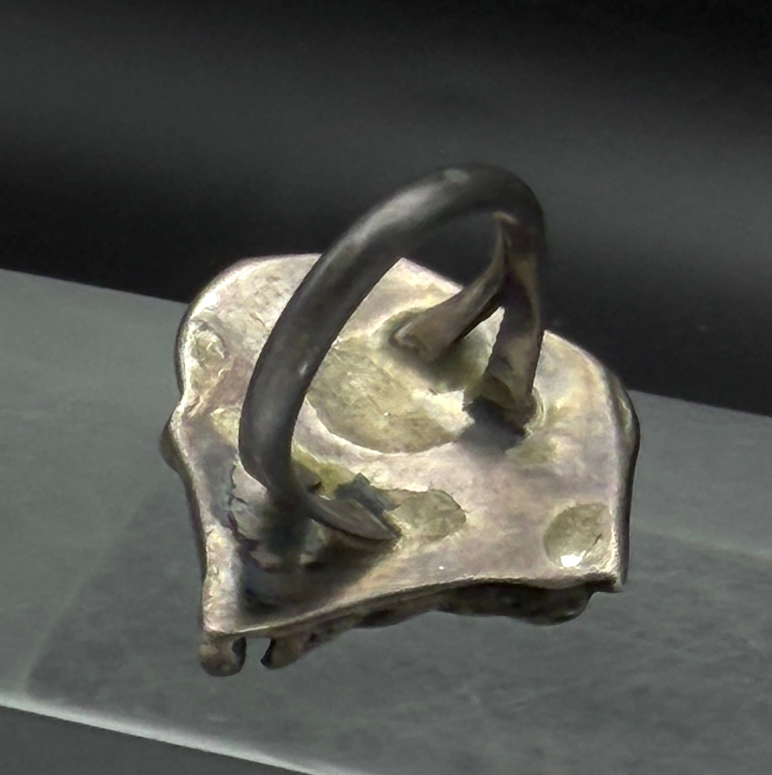 Vintage Handmade Turquoise Sterling Silver Abstract Knuckle Ring - Size 2.75