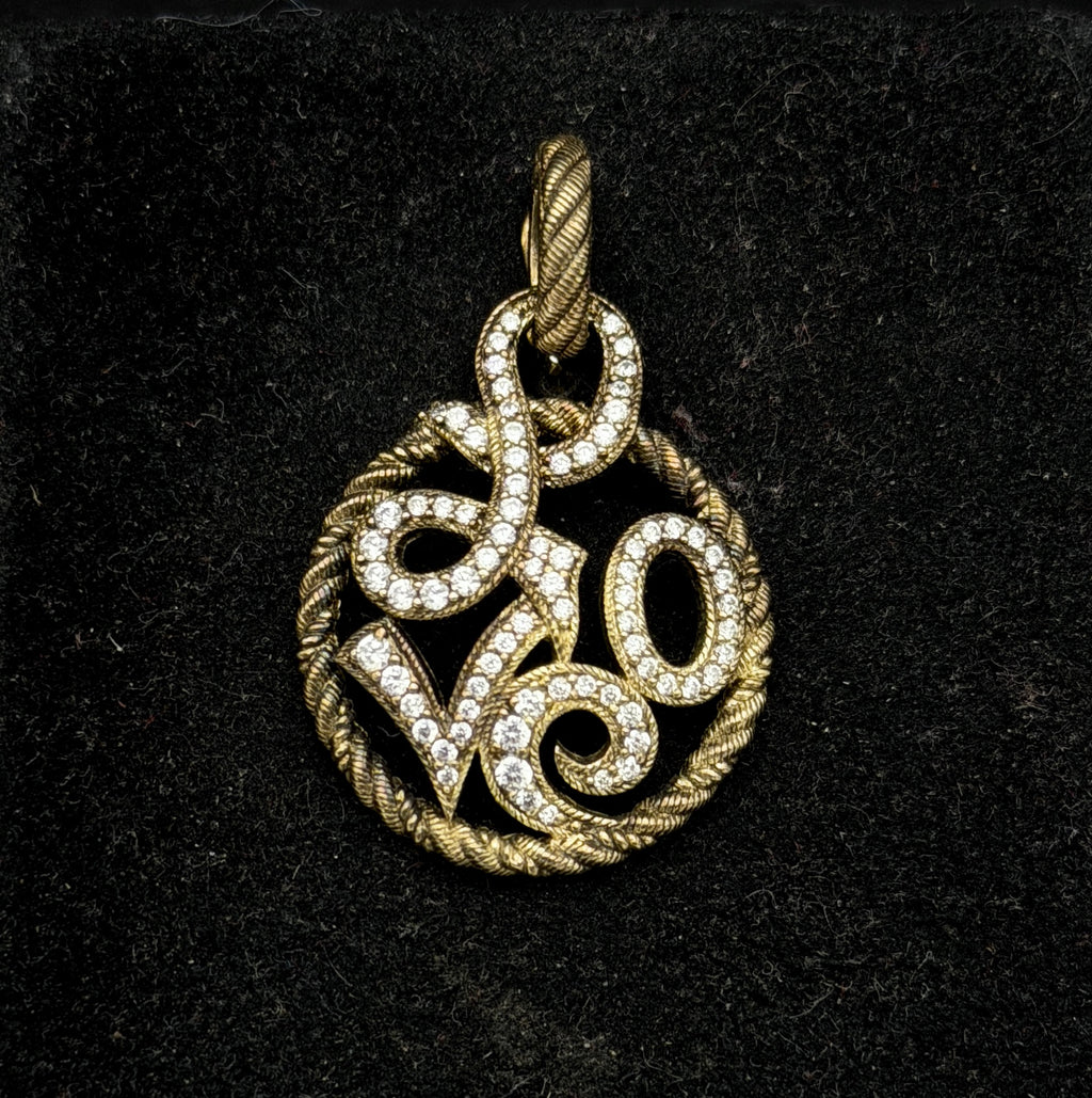 Judith Ripka- Vintage "LOVE" Gold Tone Sterling Silver Pendant