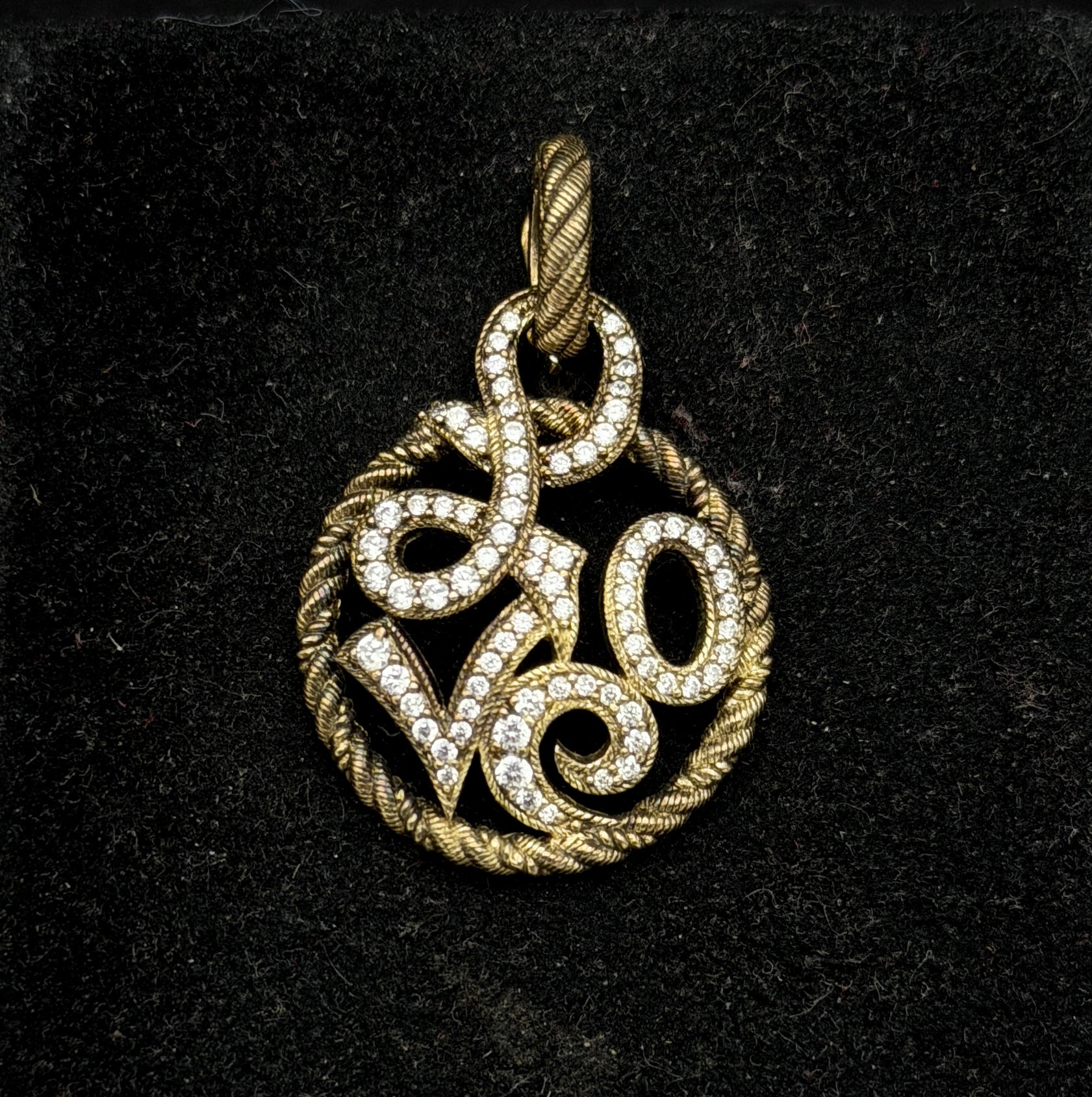Judith Ripka- Vintage "LOVE" Gold Tone Sterling Silver Pendant