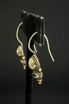 Vintage Handmade Moonstone and Blue Topaz Sterling Silver Earrings