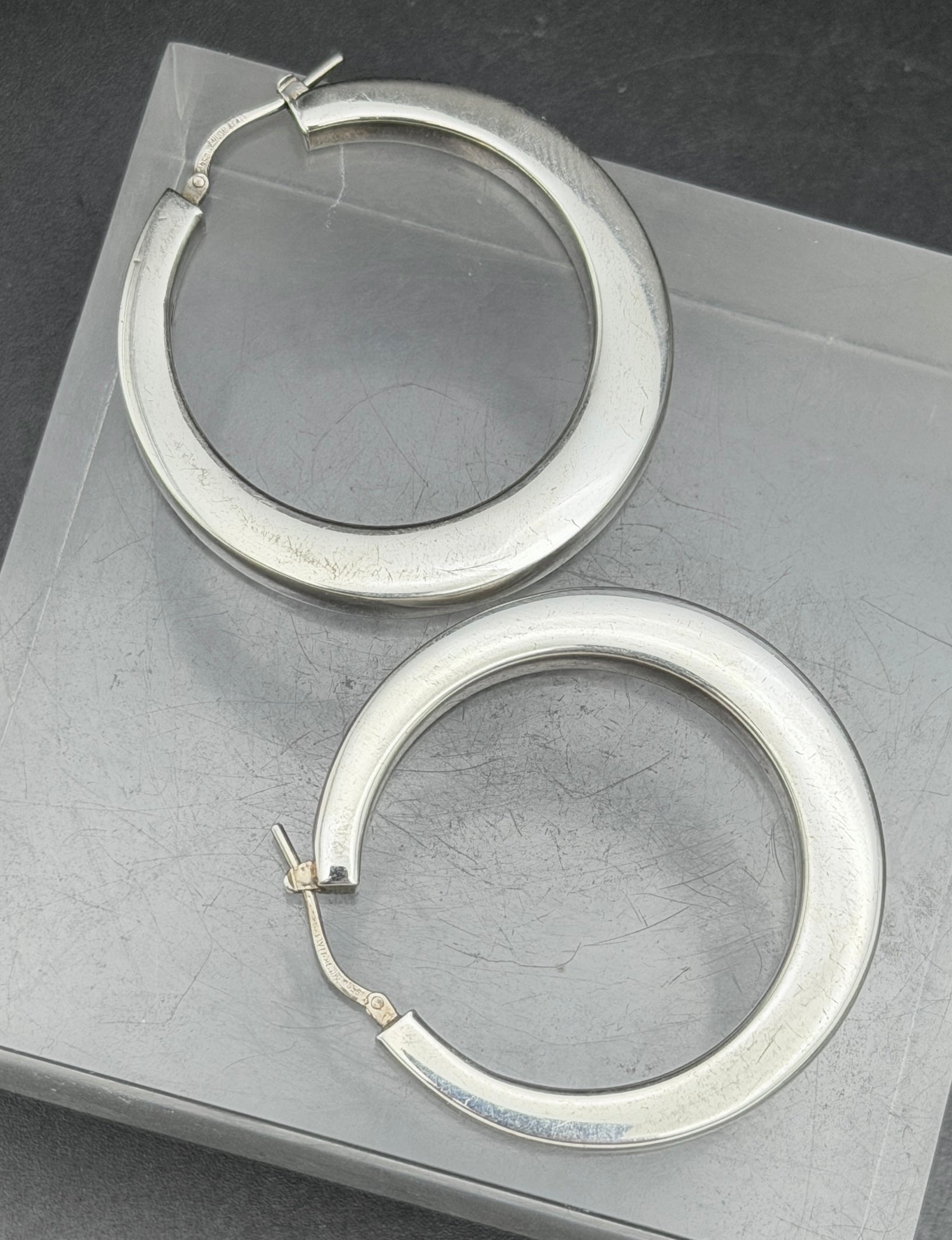 Milor - Vintage 950 Silver Italian Hoop Earrings