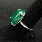Vintage Malachite Sterling Silver Ring - Size 8