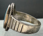 Vintage Turquoise with Pyrite Sterling Silver Ring - Size 9.25