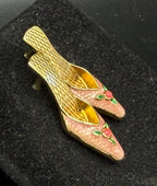 Avon - Vintage Gold Tone and Enamel High Heels Lapel Pin