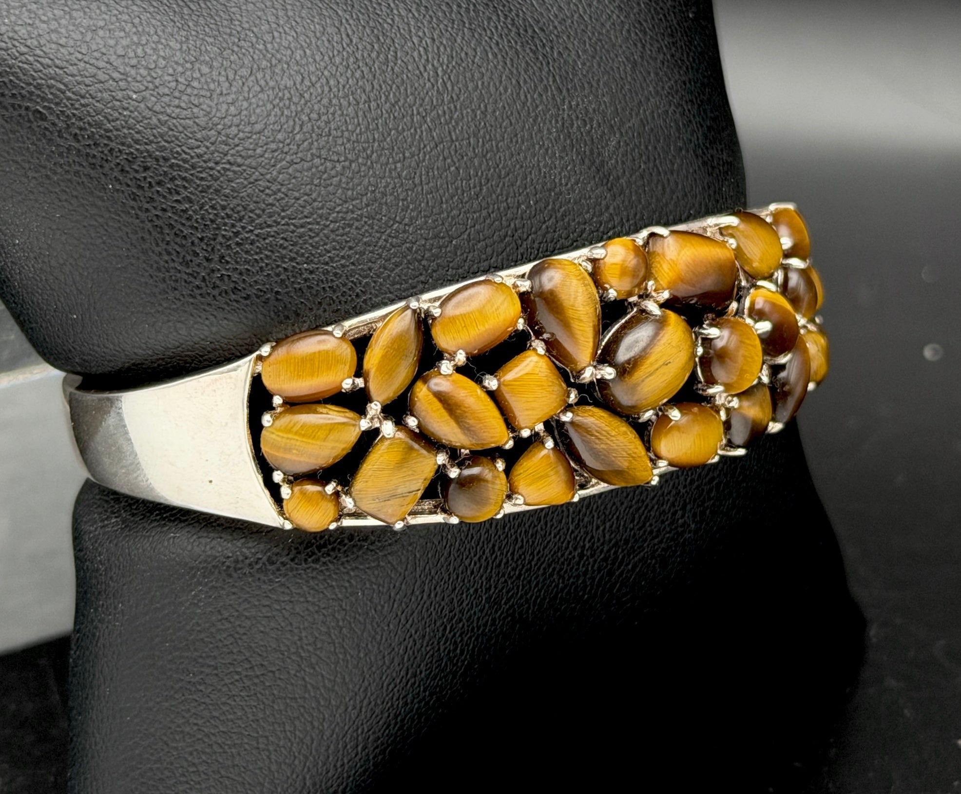 Vintage Tiger's Eye Sterling Silver Cuff Bracelet