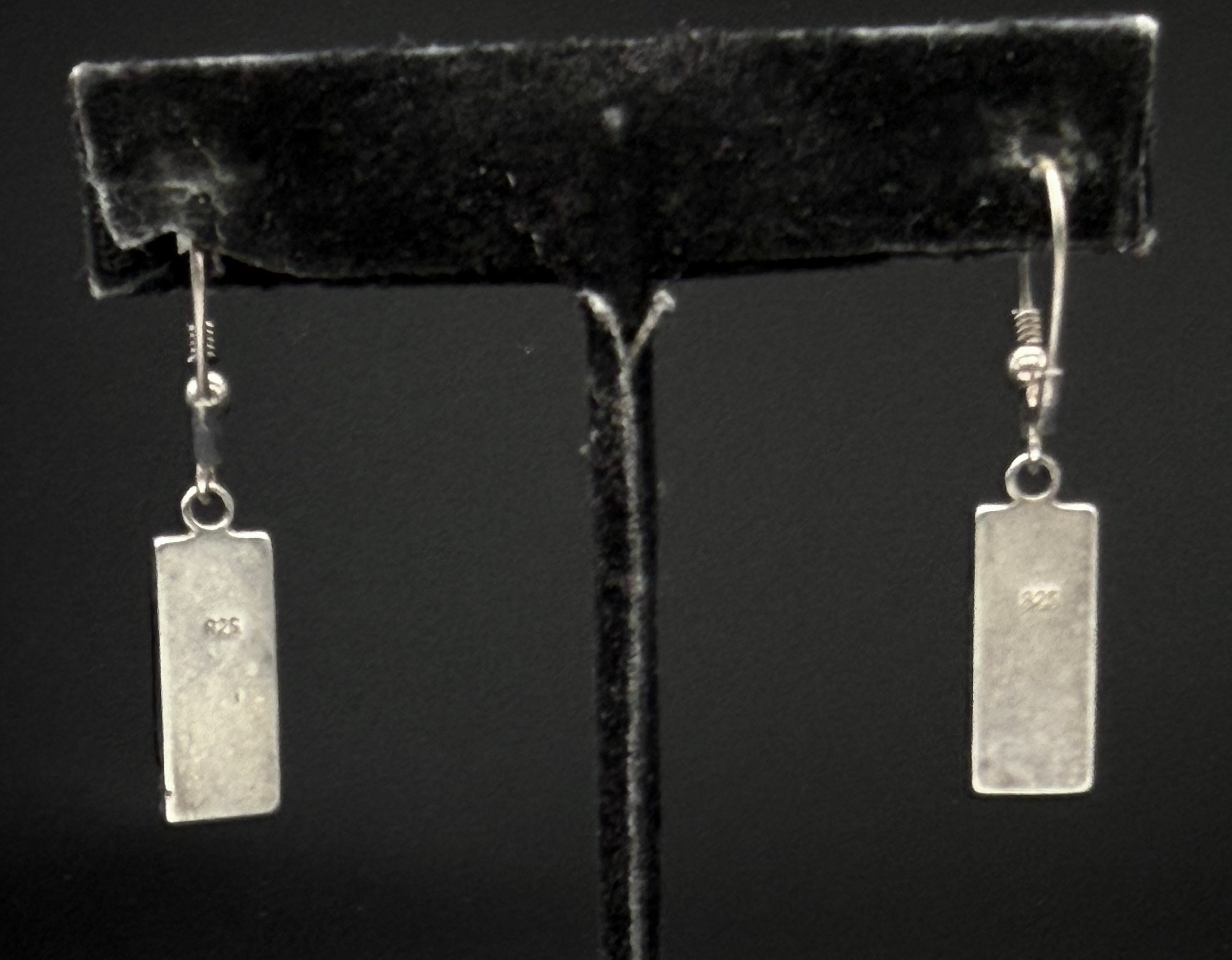 Vintage Sterling Silver Black Onyx Dangle Earrings