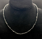 Vintage Faceted Black Crystal Bead Necklace with Sterling Silver Clasp - 17.5"